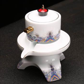 陶瓷懶人功夫茶具套裝配件家用單個旋轉石磨自動泡茶壺沖茶器茶杯
