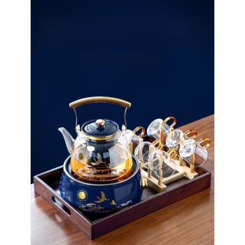 全自動電陶爐煮茶器玻璃煮茶壺家用高檔燒水壺蒸汽煮茶爐茶具套裝