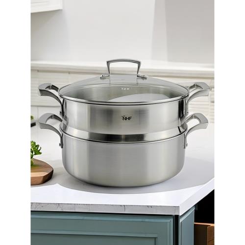 出口德國18-10不銹鋼蒸鍋籠盤格墊片屜盤平底煎鍋火鍋邊爐加厚28