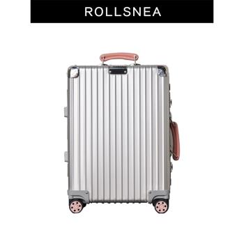 經典鋁鎂合金拉桿箱銀色旅行箱20寸登機箱出差輕便萬向輪行李箱子