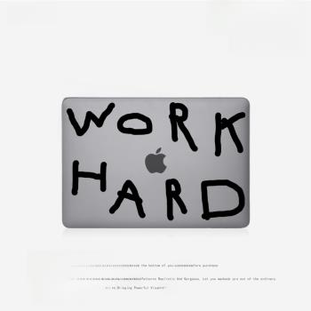 努力工作work hard簡約小眾個性保護套適用蘋果MacBook Case Pro14極簡M2 M1男款air13.6筆記本電腦保護殼 15