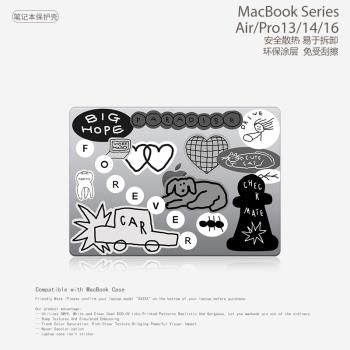 卡通簡約插畫可愛BIG HOPE筆記本電腦保護殼適用蘋果MacBook保護套case原版磨砂涂層air13.6 Pro13.3/14寸 16