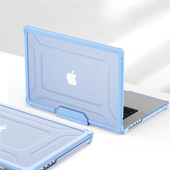 適用蘋果電腦殼MacbookAir13.6保護殼case Pro16筆記本MBP散熱M3外殼14寸透明M1超薄軟矽膠套連體全包帶支架