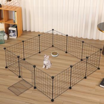 跨境寵物拼接圍欄簡易自由組裝可拆卸鐵網門欄室內貓狗籠隔離護欄
