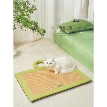 貓墊子睡覺用夏天藤編涼席貓咪沙發寵物床四季通用狗狗窩寵物冰墊