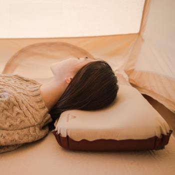 山之客3D自動充氣枕頭戶外露營野營睡覺午睡枕帳篷便攜式旅行枕頭