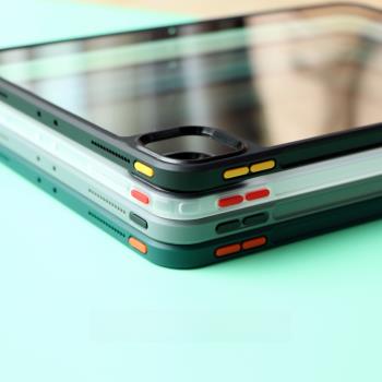 2022新款ipadpro保護套殼11英寸防摔case全包Air4/5帶筆槽撞色12.9矽膠邊框+透明背板iPad10代平板後外殼簡約