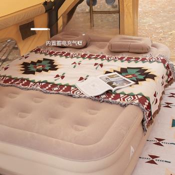 戶外露營加高加厚植絨自動充氣墊充氣床雙人野營地墊午睡充氣枕頭