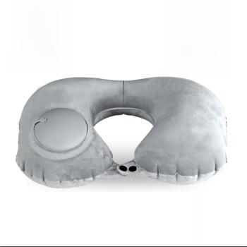 超柔水晶絨TPU復合布按壓自動充氣枕頭U型枕旅游枕護頸枕