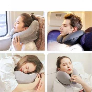 充氣u型枕脖枕頸枕充氣枕頭旅行枕便攜記憶棉u型護頸枕旅行充氣枕