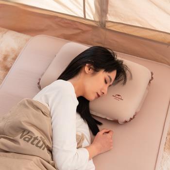 Naturehike挪客戶外自動充氣枕頭露營海綿3D靜音枕便攜式旅行枕