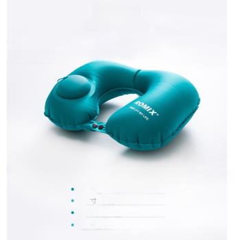TPU充氣枕按壓球充氣枕tpu植絨枕免按壓充氣枕午休枕