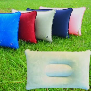 出廠供應戶外露營植絨方形枕頭午睡充氣氣枕旅行植絨充氣枕頭