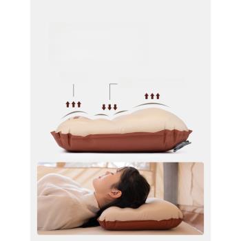 山約自動充氣枕頭旅行枕便攜戶外露營吹氣枕氣墊睡袋空氣枕午睡枕