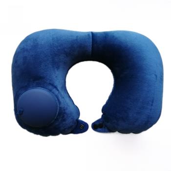 超柔水晶絨TPU復合布按壓自動充氣枕頭U型枕旅游枕護頸枕