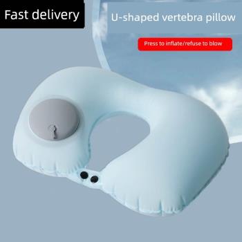 U型枕枕頭充氣枕u型枕按壓勁椎枕便捷式旅行套裝兒童午睡枕護頸枕