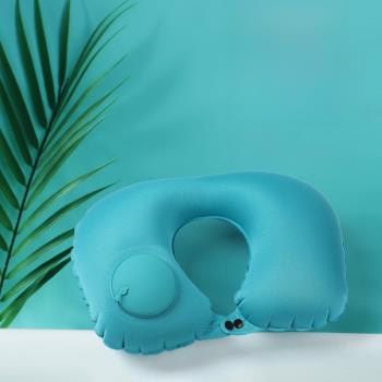 2023新款便攜充氣頸枕u型枕按壓充氣自動充氣旅行枕TPU充氣枕頭
