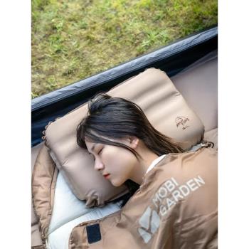 牧高笛精致露營自動充氣枕海綿便攜式露營午睡旅行睡枕波波枕頭
