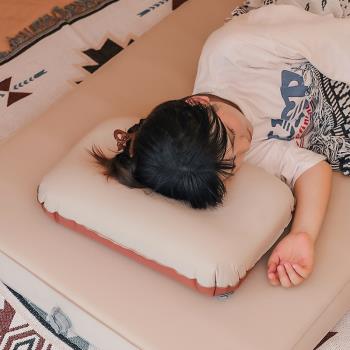 戶外奶酪枕3D海綿充氣枕家用自動充氣枕頭午休靠枕便攜易收納野營