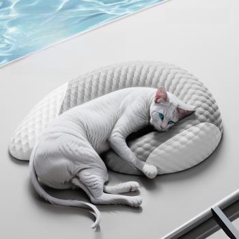 POPO夏天貓咪小枕頭睡覺專用u型狗狗墊子可拆洗小貓寵物貓貓夏季