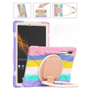 適用三星A7 10.4“平板保護套Tab S7 11電腦矽膠可旋轉支架防摔Samsung s6lite S8 PLUS全包無磁保護殼帶筆槽