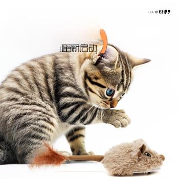 新款網紅電動老鼠逗貓玩具自嗨解悶發聲智能小老鼠USB充電貓玩具