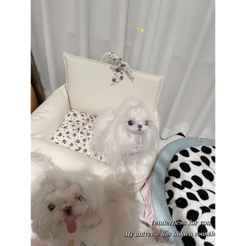 糯米家 ins風碎花狗窩貓窩pu防水泰迪狗狗小型犬寵物墊子可拆洗床