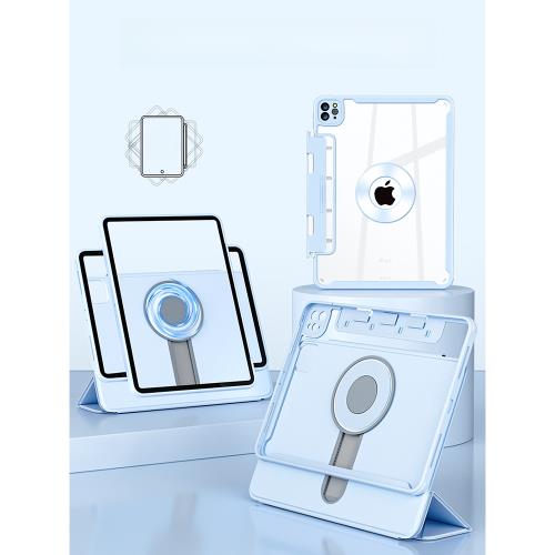 ifacemall懸浮滑軌ipad保護殼適用蘋果Pro11寸抽屜帶筆槽12.9平板air7/6/5磁吸旋轉2022保護套10代防彎9全包8