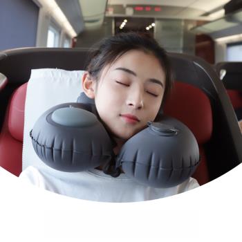 tpu按壓充氣枕U型枕自動充氣旅行枕拖扶護頸枕辦公室學生長途飛