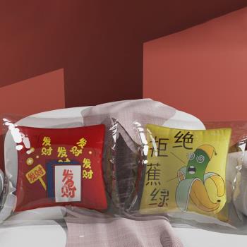 ins創意圖案設計PVC沙發抱枕透明雙層充氣枕中枕新品新品充氣枕頭