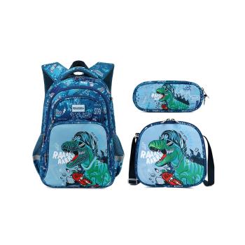 新款輕便減負護脊小學生書包兒童多層多功能背包筆袋飯盒袋三件套