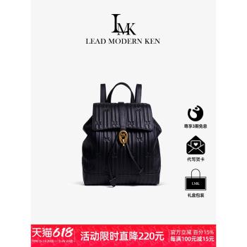 LMK法國女頭層牛皮休閑雙肩揹包