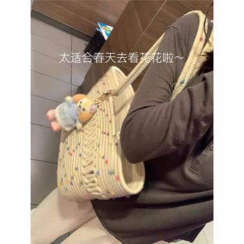 大容量包包2025春夏新款時尚沙灘托特包小眾編織手提洋氣單肩大包
