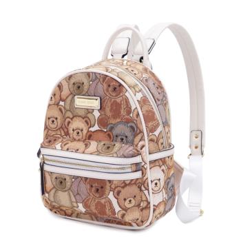 小熊防盜雙肩包女韓版帆布小背包可愛維尼熊9.7寸ipad包包旅行包