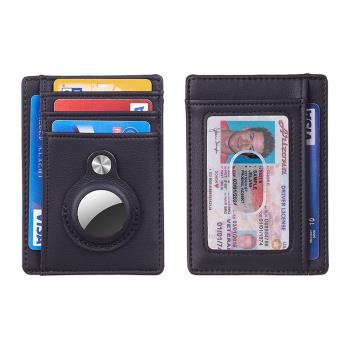 【桃心收納】卡夾RFID防盜刷卡包PU皮革帶追蹤器位防丟airtag卡套