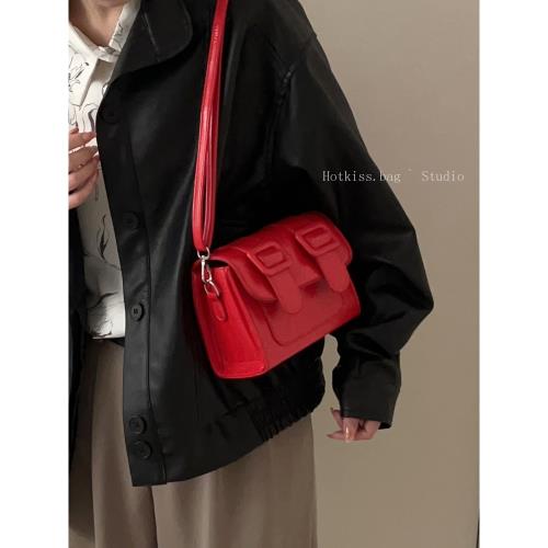 高級感腋下紅色包包女2025夏季新款泰國劍橋包單肩斜挎爆款小方包