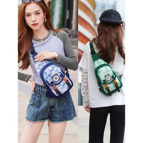 花木馬胸包女輕便迷彩機車包防水尼龍腰包潮防盜斜挎時尚單肩包