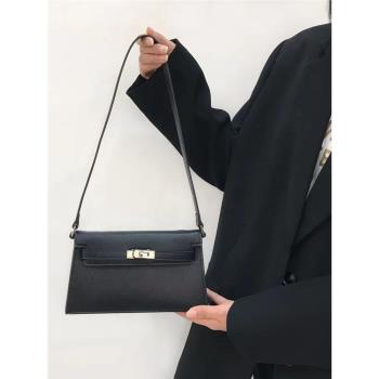 腋下單肩凱莉包女2023新款時尚百搭高級感斜挎包法棍包復古手提包