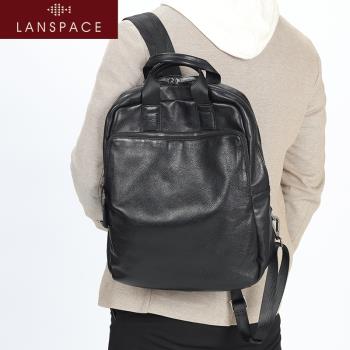 lanspace背包男雙肩包真皮頭層牛皮時尚潮流電腦包大容量旅行包