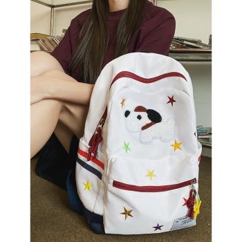 少女原創ins美式小狗書包可愛星星雙肩包學生大容量通勤包包書包