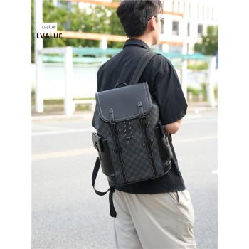 男士高檔品牌雙肩包2024新款大容量商務背包潮牌電腦包學生書包