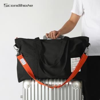 大容量旅行包防潑水單肩斜跨行李收納袋男女時尚潮款休閑手提袋