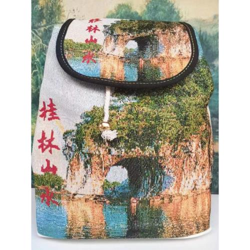 真作/翠明/淡彩山水/人物/人/民家/小舟/桐共箱付/布袋屋掛軸HK-189 廣西壯族手工織錦布包桂林山水旅游紀念品女包織錦雙肩包休閑包包|雙肩