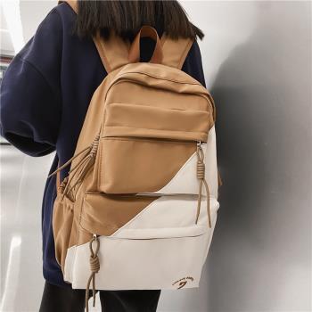 女韓版設計感拼色ins風日系書包
