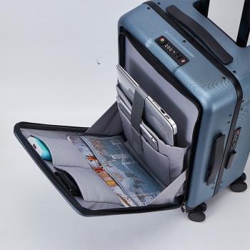 跨境開口行李箱側開旅行箱萬向輪拉桿箱商務密碼登機箱皮箱子