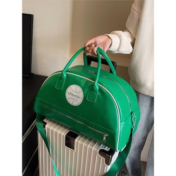 保齡球波士頓手提旅行包包女款大容量斜挎包設計感小眾化妝收納包