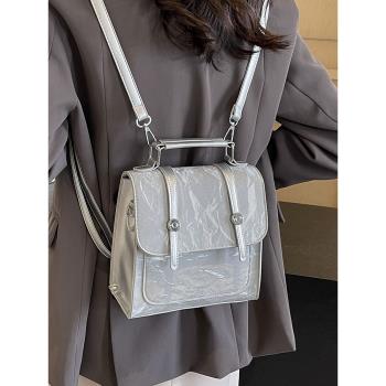 雙肩包女2024新款時尚高級感小眾手提韓版學生書包輕便旅行小背包