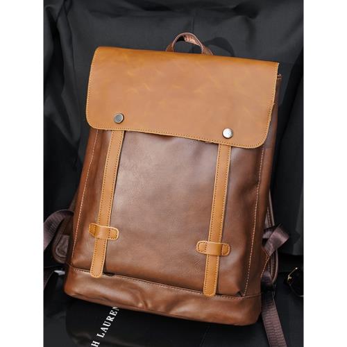 新款日韓復古男士旅行雙肩包青年休閑戶外旅行背包學生書包電腦包