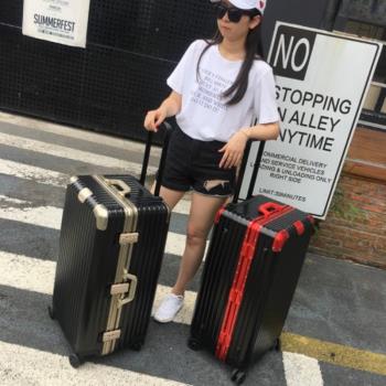 出口超大容量鋁框加厚靜音密碼鎖萬向輪託運拉桿行李箱男女時尚
