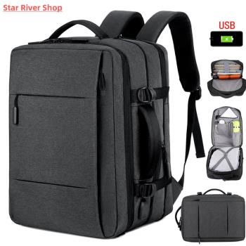 Large Capacity Expandable Men Backpack USB Charging Male Lap